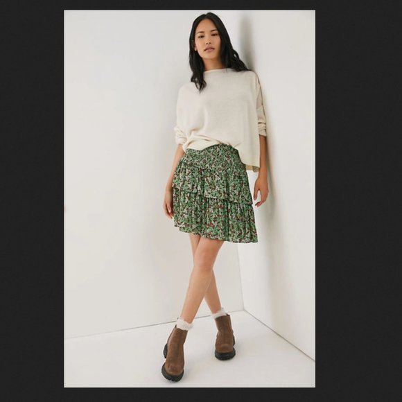 Anthropologie Myla Tiered Mini Skirt